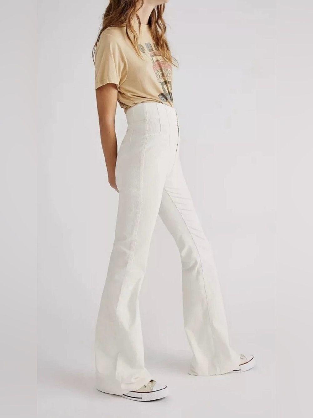 We The Free White High Rise Flare Jeans | Size 30 | Retro Bell Bottom